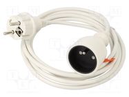 Extension lead; 3x1mm2; Sockets: 1; PVC; white; 3m; 10A; STANDARD PLASTROL