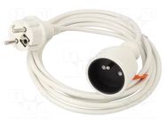 Extension lead; 3x1mm2; Schuko; Sockets: 1; PVC; white; 3m; 10A PLASTROL