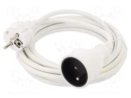 Extension lead; 3x1.5mm2; Schuko; Sockets: 1; PVC; white; 5m; 16A PLASTROL