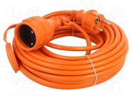 Extension lead; 3x1.5mm2; Sockets: 1; PVC; orange; 15m; 16A KEL