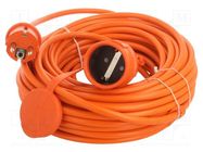 Extension lead; 3x1.5mm2; Sockets: 1; PVC; orange; 20m; 16A KEL