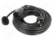 Extension lead; 3x1.5mm2; Sockets: 1; PVC; black; 15m; 16A; STANDARD KEL