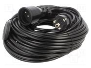 Extension lead; 3x1mm2; Sockets: 1; PVC; black; 25m; 10A; STANDARD KEL