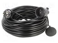 Extension lead; 3x1.5mm2; Sockets: 1; PVC; black; 25m; 16A; STANDARD KEL