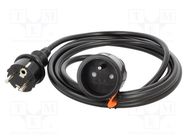 Extension lead; 3x1.5mm2; Sockets: 1; PVC; black; 3m; 16A; STANDARD PLASTROL