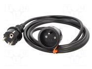 Extension lead; 3x1.5mm2; Schuko; Sockets: 1; PVC; black; 3m; 16A PLASTROL
