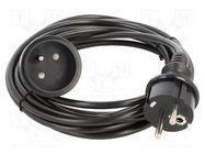 Extension lead; 3x1mm2; Sockets: 1; PVC; black; 5m; 10A; STANDARD PLASTROL