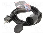 Extension lead; 3x2.5mm2; Sockets: 1; rubber; black; 3m; 16A KEL