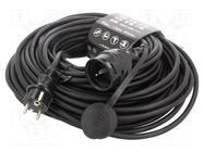 Extension lead; 3x1.5mm2; Sockets: 1; rubber; black; 40m; 16A KEL