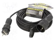 Extension lead; 3x1.5mm2; Sockets: 1; rubber; black; 10m; 16A KEL