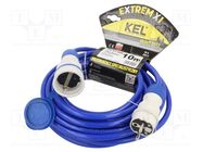 Extension lead; 3x2.5mm2; Sockets: 1; PUR; blue; 10m; 16A KEL