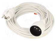 Extension lead; 3x1mm2; Schuko; Sockets: 1; PVC; white; 10m; 10A PLASTROL