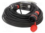 Extension lead; 3x1.5mm2; Sockets: 1; rubber; black; 40m; 16A KEL