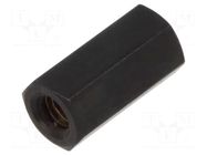Screwed spacer sleeve; 12mm; Int.thread: M3; hexagonal; brass DREMEC