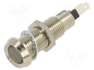 Indicator: LED; recessed; red; 12VDC; Ø8.1mm; IP67; brass; ØLED: 7mm MARL