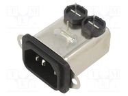 Connector: AC supply; socket; male; 1A; 250VAC; C14 (E),EMC/EMI SCHAFFNER