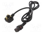 Cable; BS 1363 (G) plug,IEC C19 female; 5m; black; 13A; 250V; IP20 SCHAFFNER