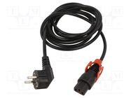 Cable; CEE 7/7 (E/F) plug angled,IEC C13 female; 1m; black; 10A SCHAFFNER