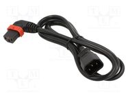 Cable; IEC C13 female 90°,IEC C14 male; 1m; black; 10A; 250V; IP20 SCHAFFNER