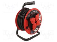 Extension lead; 3x2.5mm2; reel; Sockets: 4; rubber; black; 20m; 16A KEL