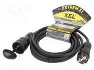 Extension lead; 3x2.5mm2; Sockets: 1; rubber; black; 5m; 16A KEL