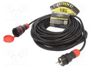 Extension lead; 3x1.5mm2; Sockets: 1; rubber; black; 25m; 16A KEL