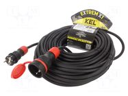 Extension lead; 3x2.5mm2; Sockets: 1; rubber; black; 25m; 16A KEL