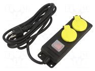 Extension lead; 3x1.5mm2; Schuko; Sockets: 2; rubber; black; 3m; 16A PLASTROL