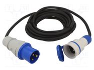 Extension lead; 3x2.5mm2; Sockets: 1; rubber; black; 5m; 16A KEL