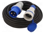 Extension lead; 3x2.5mm2; Sockets: 1; rubber; black; 10m; 16A KEL