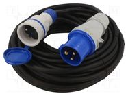 Extension lead; 3x2.5mm2; Sockets: 1; rubber; black; 20m; 16A KEL