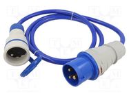 Extension lead; 3x2.5mm2; Sockets: 1; PUR; blue; 1.5m; 16A KEL