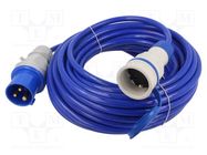 Extension lead; 3x2.5mm2; Sockets: 1; PUR; blue; 15m; 16A KEL