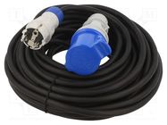 Extension lead; 3x2.5mm2; Sockets: 1; rubber; black; 15m; 16A KEL