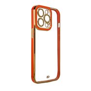 Fashion Case for iPhone 13 Pro Gold Frame Gel Cover Red, Hurtel