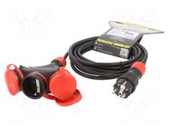 Extension lead; 3x1.5mm2; 5m; rubber; black; Sockets no: 3; 16A KEL