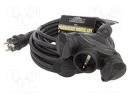 Extension lead; 3x2.5mm2; Sockets: 3; rubber; black; 10m; 16A KEL