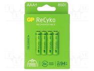 Re-battery: Ni-MH; AAA,R3; 1.2V; 850mAh; ReCyko; blister; Ready2Use GP