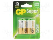 Battery: alkaline; C; 1.5V; non-rechargeable; Ø26x50mm; 2pcs. GP