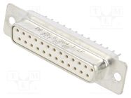 D-Sub; PIN: 25; socket; male; for panel mounting; straight; 5A AMPHENOL COMMUNICATIONS SOLUTIONS