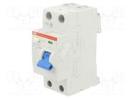 RCD breaker; Inom: 63A; Ires: 30mA; Max surge current: 5000A; IP20 ABB