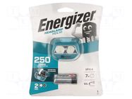 Torch: LED headtorch; IPX4; 25lm,250lm; 7h; 60m ENERGIZER