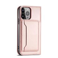 Magnet Card Case case for iPhone 14 Pro flip cover wallet stand pink, Hurtel