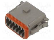 Connector: wire-wire; plug; female; DT; for cable; PIN: 12; grey DEUTSCH