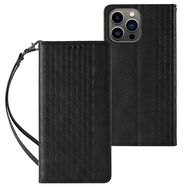 Magnet Strap Case Case for iPhone 14 Pro Max Flip Wallet Mini Lanyard Stand Black, Hurtel