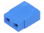 Connector: pin strips; jumper; female; 2.54mm; open; 3A; 1x2; blue HARWIN