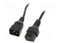 Cable; IEC C19 female,IEC C20 male; 2m; with IEC LOCK locking SCHAFFNER / TE Connectivity