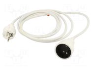Extension lead; 3x1.5mm2; Schuko; Sockets: 1; PVC; white; 3m; 16A PLASTROL