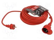 Extension lead; 3x2.5mm2; Sockets: 1; rubber; red; 15m; 16A KEL