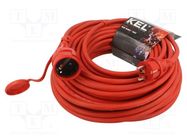 Extension lead; 3x2.5mm2; Sockets: 1; rubber; red; 25m; 16A KEL